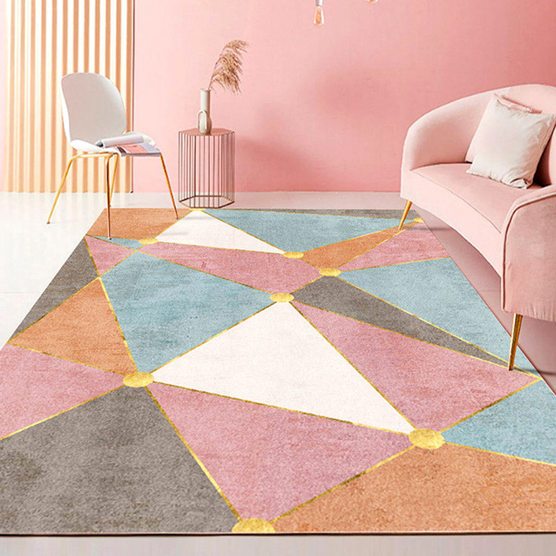 Fancy Colorblock Pattern Rug Multi Color Nordic Carpet Polypropylene Pet Friendly Washable Non-Slip Backing Rug for Girls Bedroom Dark Pink Clearhalo 'Area Rug' 'Rug' 2121983