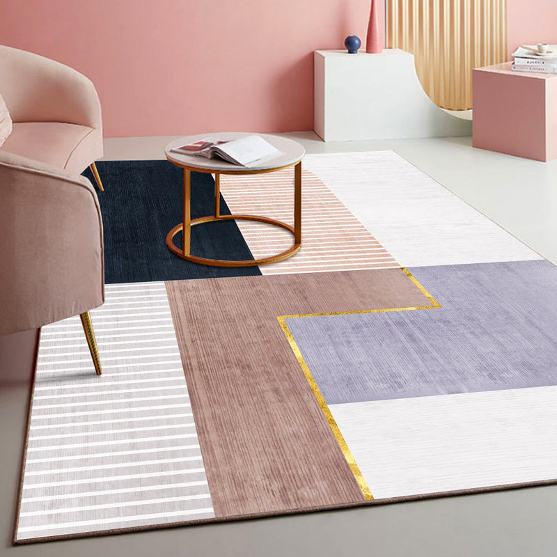 Fancy Colorblock Pattern Rug Multi Color Nordic Carpet Polypropylene Pet Friendly Washable Non-Slip Backing Rug for Girls Bedroom Coffee Clearhalo 'Area Rug' 'Rug' 2121985