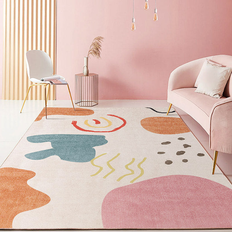 Fancy Colorblock Pattern Rug Multi Color Nordic Carpet Polypropylene Pet Friendly Washable Non-Slip Backing Rug for Girls Bedroom Pink Clearhalo 'Area Rug' 'Rug' 2121990