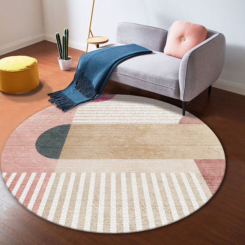 Mid Century Color-Blocking Rug Multi Colored Synthetics Rug Non-Slip Backing Machine Wash Pet Friendly Carpet for Home Decor Pink Clearhalo 'Area Rug' 'Rug' 2122008