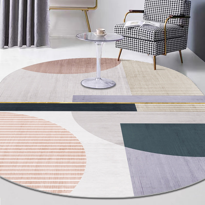Classy Mid-Century Rug Multicolor Color-Block Pattern Rug Pet Friendly Machine Washable Non-Slip Rug for Bedroom Light Purple Clearhalo 'Area Rug' 'Rug' 2122015