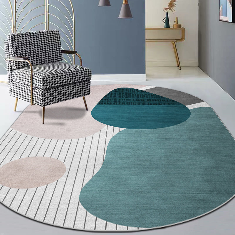 Classy Mid-Century Rug Multicolor Color-Block Pattern Rug Pet Friendly Machine Washable Non-Slip Rug for Bedroom Lake Green Clearhalo 'Area Rug' 'Rug' 2122034