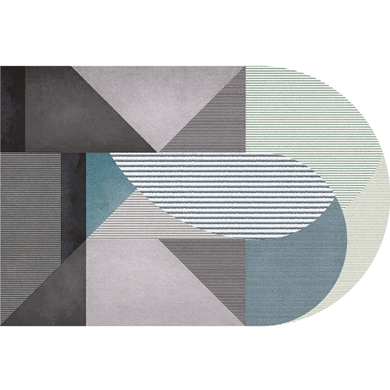 Decorative Multi Color Postmodern Rug Polypropylene Colorblock with Line Art Rug Stain Resistant Machine Wash Anti-Slip Carpet for Room Dark Gray Clearhalo 'Area Rug' 'Rug' 2122039
