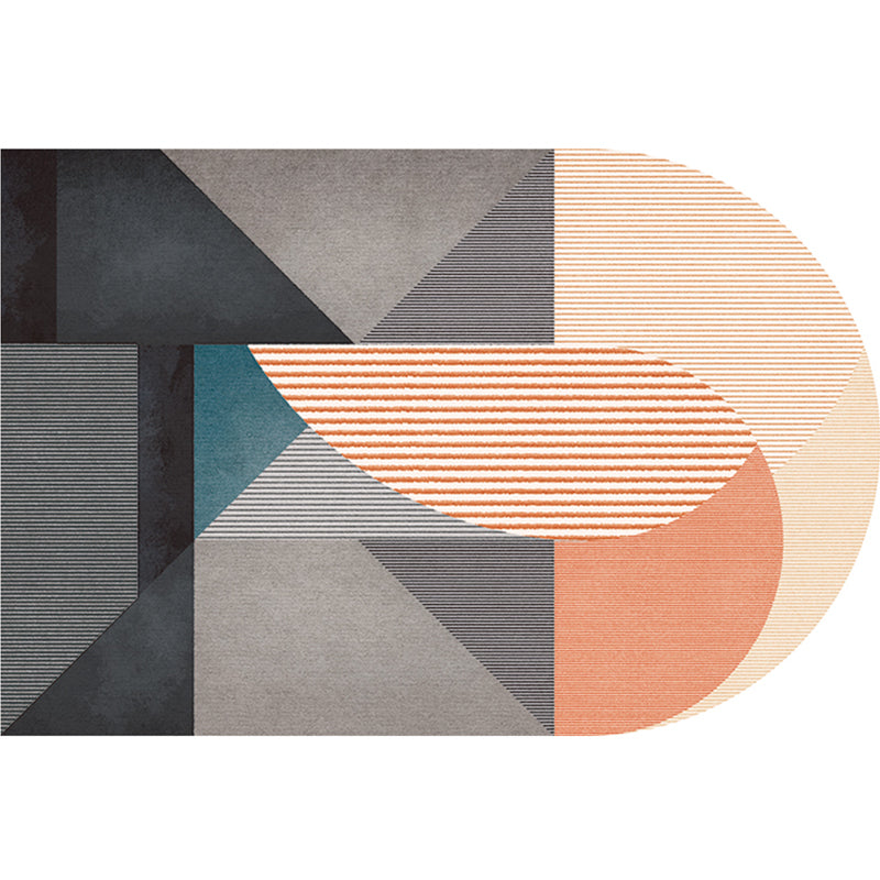 Decorative Multi Color Postmodern Rug Polypropylene Colorblock with Line Art Rug Stain Resistant Machine Wash Anti-Slip Carpet for Room Grey Clearhalo 'Area Rug' 'Rug' 2122041