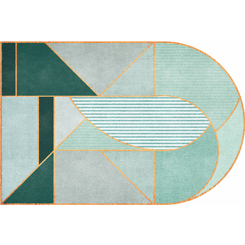 Decorative Multi Color Postmodern Rug Polypropylene Colorblock with Line Art Rug Stain Resistant Machine Wash Anti-Slip Carpet for Room Green Clearhalo 'Area Rug' 'Rug' 2122044