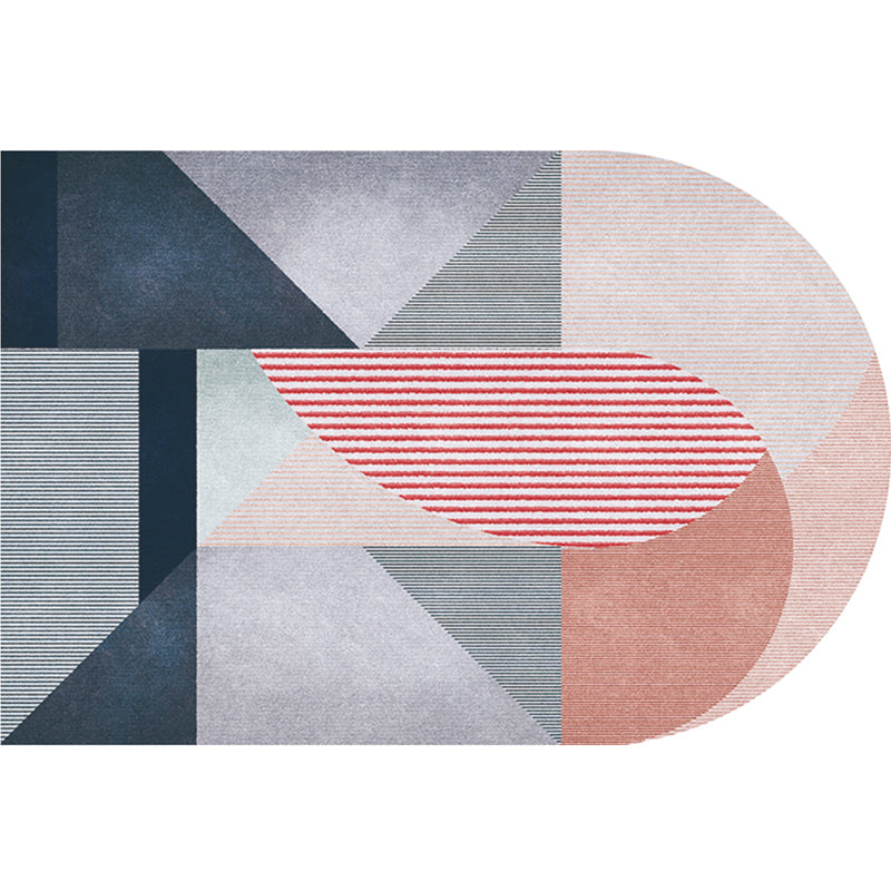 Decorative Multi Color Postmodern Rug Polypropylene Colorblock with Line Art Rug Stain Resistant Machine Wash Anti-Slip Carpet for Room Red Clearhalo 'Area Rug' 'Rug' 2122045