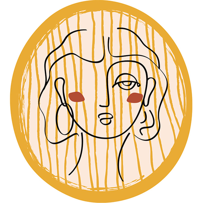 Nordic Style Bedroom Rug Morandi Color Abstract Line Sketch Rug Polypropylene Anti-Slip Backing Machine Washable Pet Friendly Rug Yellow Clearhalo 'Area Rug' 'Rug' 2122062