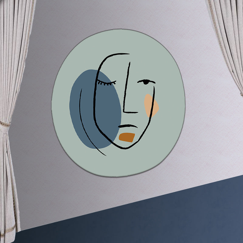 Nordic Style Bedroom Rug Morandi Color Abstract Line Sketch Rug Polypropylene Anti-Slip Backing Machine Washable Pet Friendly Rug Blue Clearhalo 'Area Rug' 'Rug' 2122067