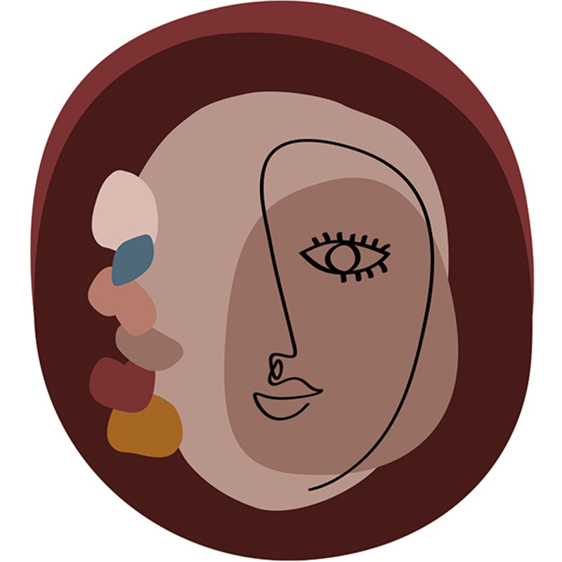 Nordic Style Bedroom Rug Morandi Color Abstract Line Sketch Rug Polypropylene Anti-Slip Backing Machine Washable Pet Friendly Rug Burgundy Clearhalo 'Area Rug' 'Rug' 2122072