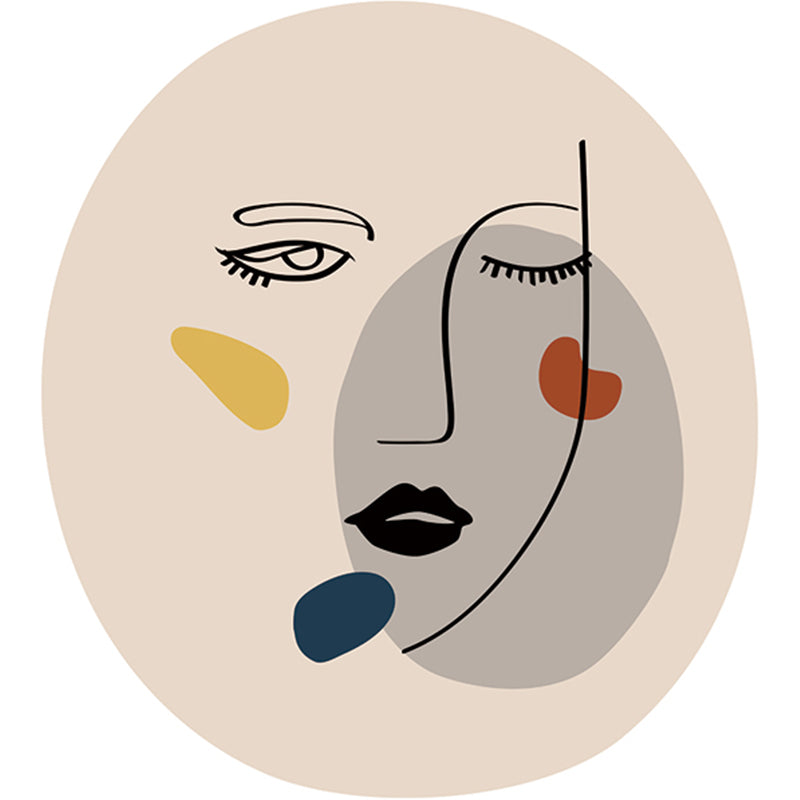 Nordic Style Bedroom Rug Morandi Color Abstract Line Sketch Rug Polypropylene Anti-Slip Backing Machine Washable Pet Friendly Rug Light Khaki Clearhalo 'Area Rug' 'Rug' 2122073