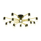 Sputnik Living Room Semi Flush Mount Modern Metal 12/16 Lights Semi Flush Ceiling Lamp in Gold/Black Clearhalo 'Ceiling Lights' 'Close To Ceiling Lights' 'Close to ceiling' 'Semi-flushmount' Lighting' 212228