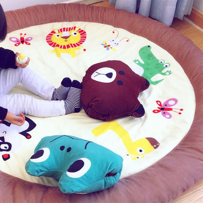 Floral Multi Colored Cartoon Rug Polyester Animal Patterned Rug Washable Stain Resistant Anti-Slip Backing Rug for Baby Room White 4'7" x 4'7" Clearhalo 'Area Rug' 'Rug' 2122982