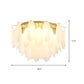 Feather-Shaped Flush Mount Lamp Contemporary White Glass 22.5"/28" Wide 6 Lights Living Room Flush Ceiling Light Fixture Clearhalo 'Ceiling Lights' 'Close To Ceiling Lights' 'Close to ceiling' 'Flush mount' Lighting' 212457