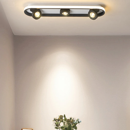 Rectangular Flush Lighting Modern Acrylic 4/6/8 Lights Black Flush Ceiling Lamp in Warm/White Light for Living Room 3 Black Clearhalo 'Ceiling Lights' 'Close To Ceiling Lights' 'Close to ceiling' 'Flush mount' Lighting' 212552