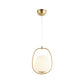 Oval Dining Room Pendant White Glass 1 Light Modern Hanging Lamp Fixture in Gold with Iron Ring Clearhalo 'Ceiling Lights' 'Glass shade' 'Glass' 'Modern Pendants' 'Modern' 'Pendant Lights' 'Pendants' Lighting' 212773