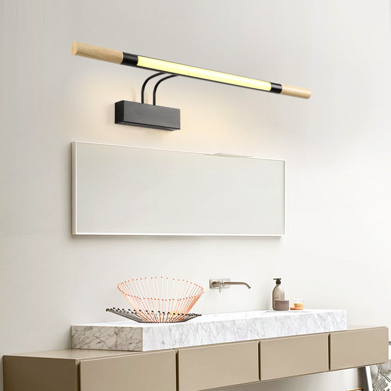 Modern Bathroom Vanity Light Wooden LED Vanity Light Fixtures in Acrylic  Shade - Clearhalo