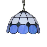 Hand Cut Glass Green/Blue Ceiling Lamp Dome 1 Head Tiffany Suspension Pendant Light for Restaurant Clearhalo 'Ceiling Lights' 'Close To Ceiling Lights' 'Industrial' 'Middle Century Pendants' 'Pendant Lights' 'Pendants' 'Tiffany close to ceiling' 'Tiffany Pendants' 'Tiffany' Lighting' 21319
