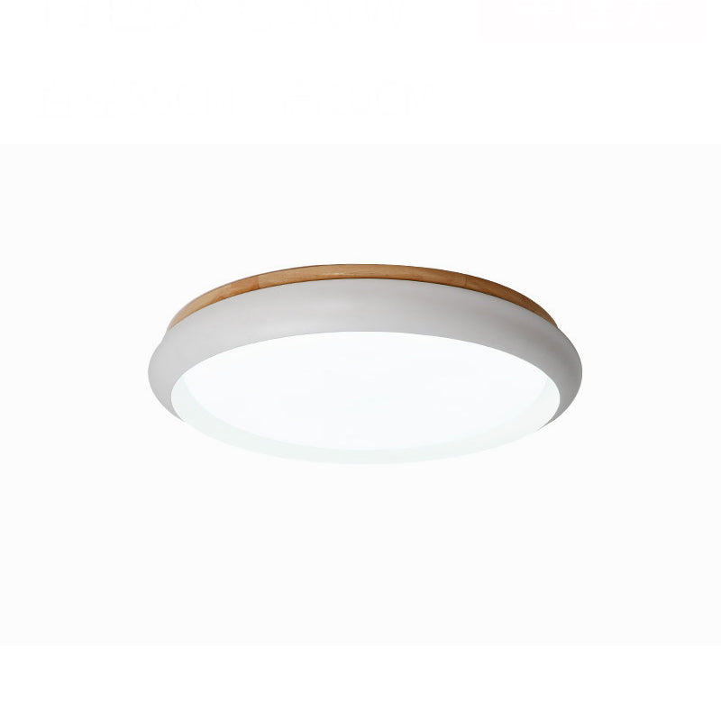 18"/21.5" Dia Drum Flush Mount Macaron Wood White/Pink/Green LED Flush Mount Lamp in White/Warm/Natural Light Clearhalo 'Ceiling Lights' 'Close To Ceiling Lights' 'Close to ceiling' 'Flush mount' Lighting' 213473