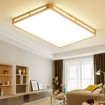 25.5"/37.5" Wide Rectangle Ceiling Light Minimalist Wood Beige LED Flush Mount Lamp for Bedroom Wood Clearhalo 'Ceiling Lights' 'Close To Ceiling Lights' 'Close to ceiling' 'Flush mount' Lighting' 213536