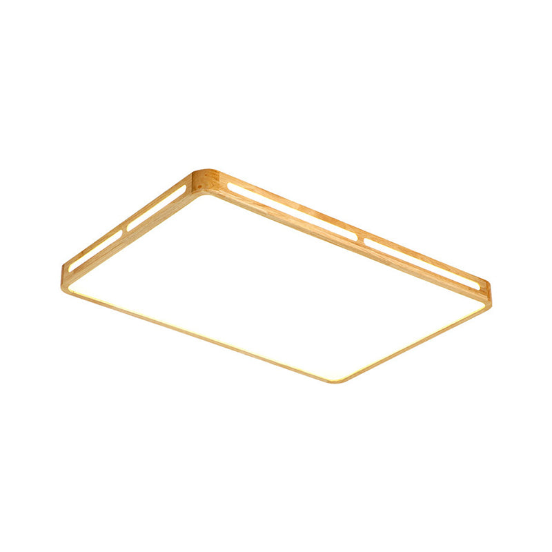 25.5"/37.5" Wide Rectangle Ceiling Light Minimalist Wood Beige LED Flush Mount Lamp for Bedroom Clearhalo 'Ceiling Lights' 'Close To Ceiling Lights' 'Close to ceiling' 'Flush mount' Lighting' 213540