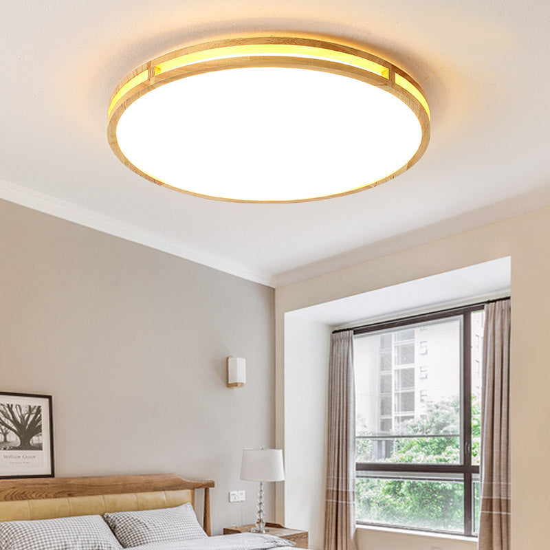 14"/16"/19.5" Dia Circle Flush Mount Contemporary Wood Beige LED Flush Mount Lamp with Acrylic Diffuser Wood Clearhalo 'Ceiling Lights' 'Close To Ceiling Lights' 'Close to ceiling' 'Flush mount' Lighting' 213543