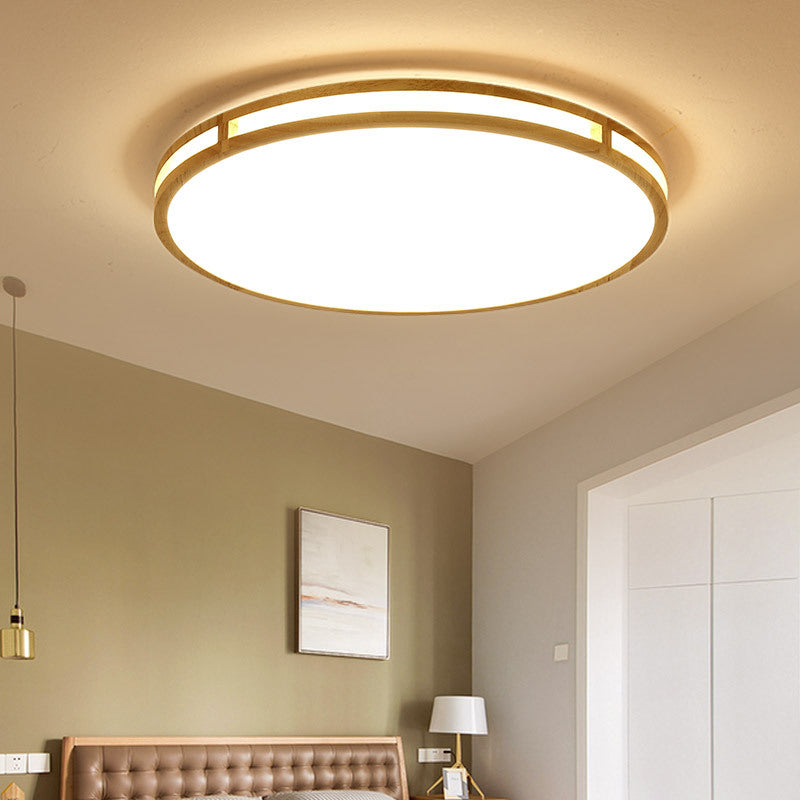 14"/16"/19.5" Dia Circle Flush Mount Contemporary Wood Beige LED Flush Mount Lamp with Acrylic Diffuser Clearhalo 'Ceiling Lights' 'Close To Ceiling Lights' 'Close to ceiling' 'Flush mount' Lighting' 213546