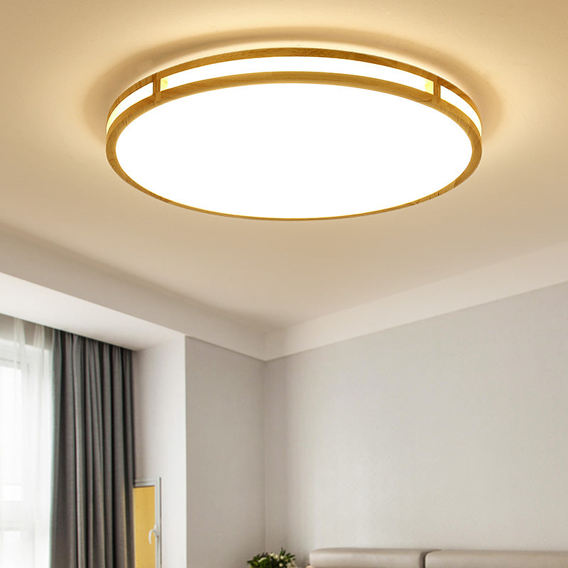 14"/16"/19.5" Dia Circle Flush Mount Contemporary Wood Beige LED Flush Mount Lamp with Acrylic Diffuser Clearhalo 'Ceiling Lights' 'Close To Ceiling Lights' 'Close to ceiling' 'Flush mount' Lighting' 213547
