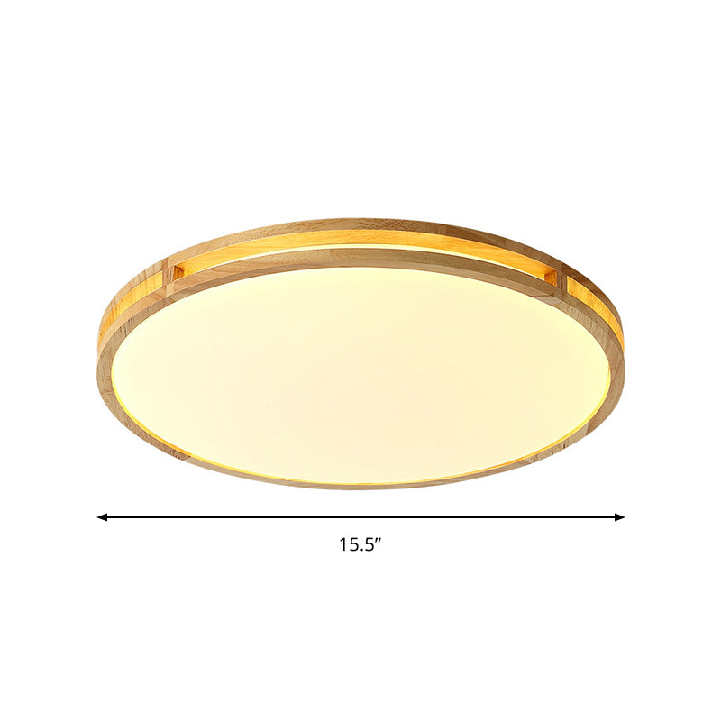 14"/16"/19.5" Dia Circle Flush Mount Contemporary Wood Beige LED Flush Mount Lamp with Acrylic Diffuser Clearhalo 'Ceiling Lights' 'Close To Ceiling Lights' 'Close to ceiling' 'Flush mount' Lighting' 213551