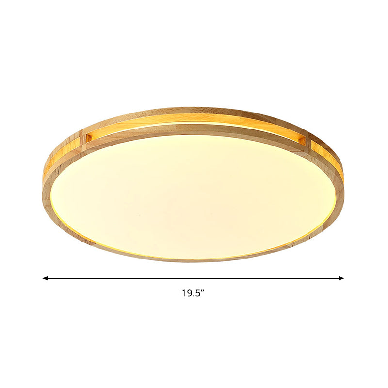 14"/16"/19.5" Dia Circle Flush Mount Contemporary Wood Beige LED Flush Mount Lamp with Acrylic Diffuser Clearhalo 'Ceiling Lights' 'Close To Ceiling Lights' 'Close to ceiling' 'Flush mount' Lighting' 213552