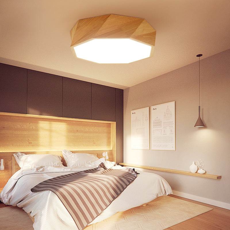 Geometric Ceiling Lighting Contemporary Wood LED Flush Mount Ceiling Fixture in Beige with Acrylic Diffuser Clearhalo 'Ceiling Lights' 'Close To Ceiling Lights' 'Close to ceiling' 'Flush mount' Lighting' 213583