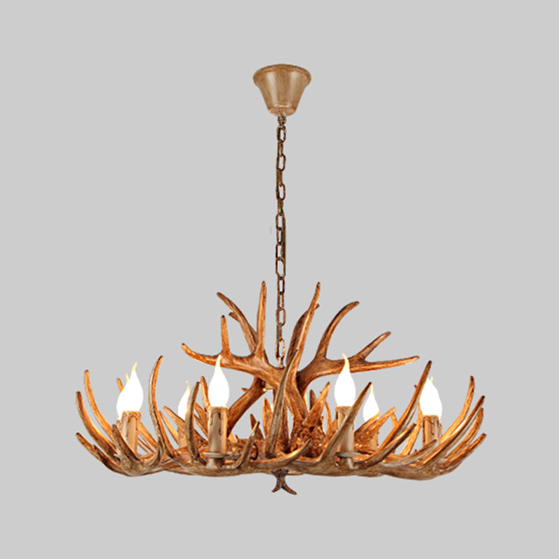 Antler Shape Resin Chandelier Light Rustic Restaurant Pendant Light Fixture in Brown Clearhalo 'Ceiling Lights' 'Chandeliers' 'Modern Chandeliers' 'Modern' Lighting' 2135917