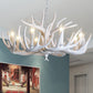 Resin Antler Shaped Suspension Lighting Rustic Living Room Chandelier Light Fixture Clearhalo 'Ceiling Lights' 'Chandeliers' Lighting' options 2136012