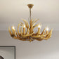 Resin Antler Shaped Suspension Lighting Rustic Living Room Chandelier Light Fixture Clearhalo 'Ceiling Lights' 'Chandeliers' Lighting' options 2136022