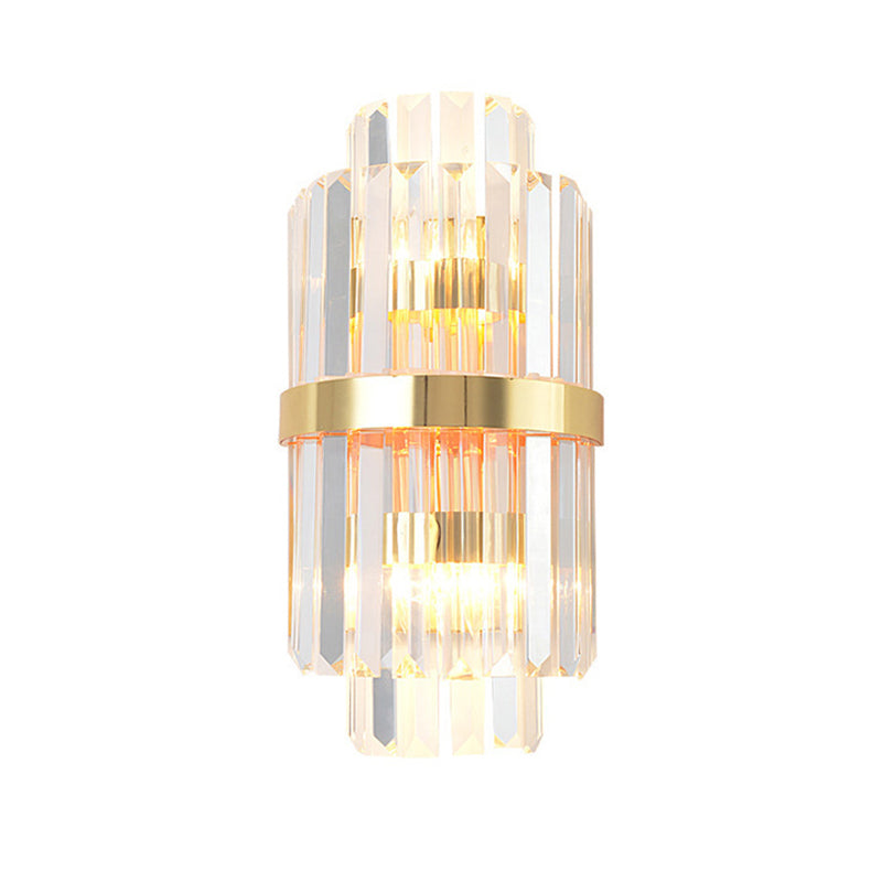 Shaded Wall Sconce Light Simplicity Crystal Rod 2 Bulbs Living Room ...