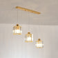 Cube Shaped Multi Ceiling Lamp Simplicity Crystal 3 Bulbs Dining Room Suspension Light Fixture in Gold Clearhalo 'Ceiling Lights' 'Modern Pendants' 'Modern' 'Pendant Lights' 'Pendants' Lighting' 2136118