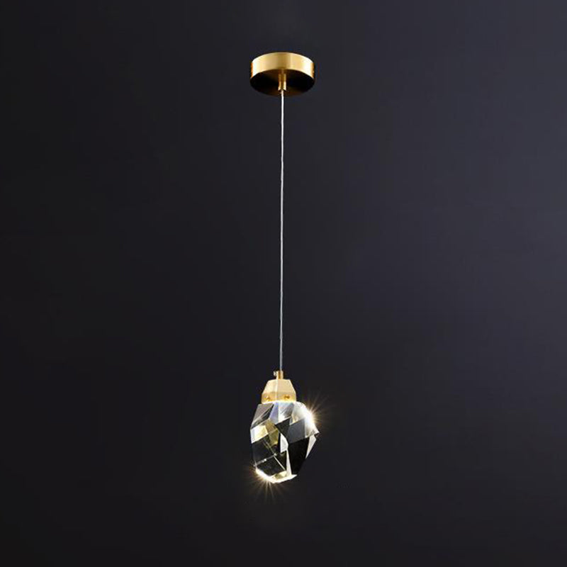 Crystal Gemstone Shaped LED Suspension Light Artistic Brass Pendant Light Fixture for Dining Room Clearhalo 'Ceiling Lights' 'Modern Pendants' 'Modern' 'Pendant Lights' 'Pendants' Lighting' 2136127
