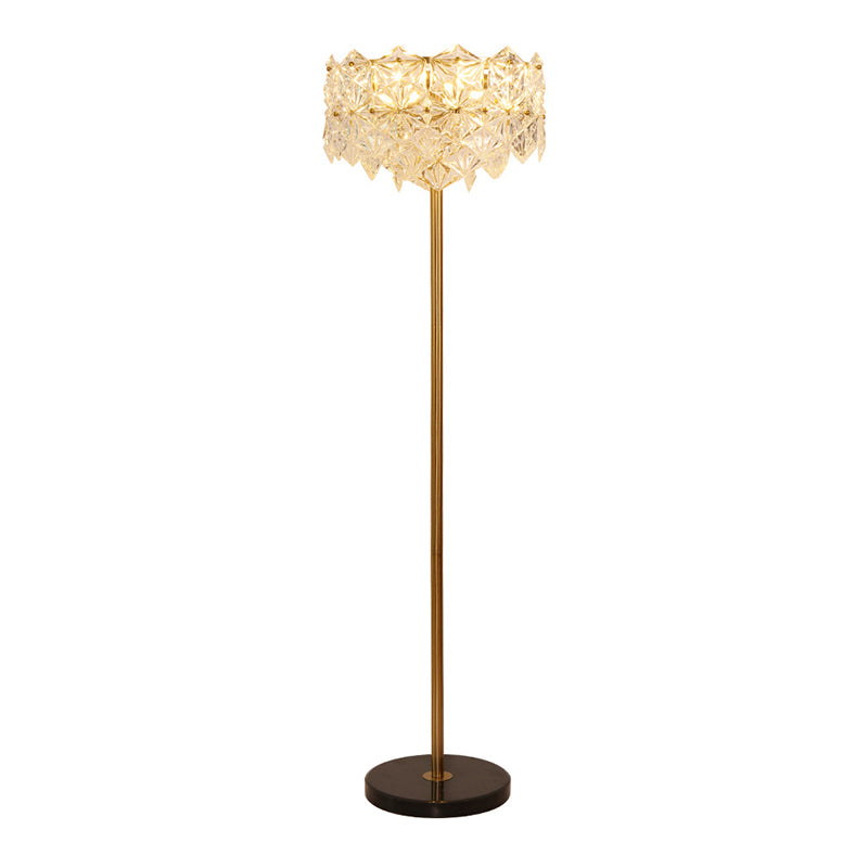 Snowflake K9 Crystal Floor Lamp Contemporary 6 Heads Gold Standing Light for Living Room Clearhalo 'Floor Lamps' 'Lamps' Lighting' 2136132