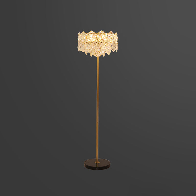 Snowflake K9 Crystal Floor Lamp Contemporary 6 Heads Gold Standing Light for Living Room Clearhalo 'Floor Lamps' 'Lamps' Lighting' 2136133