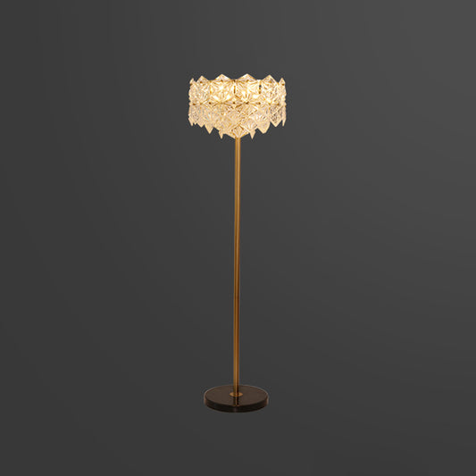 Snowflake K9 Crystal Floor Lamp Contemporary 6 Heads Gold Standing Light for Living Room Clearhalo 'Floor Lamps' 'Lamps' Lighting' 2136133