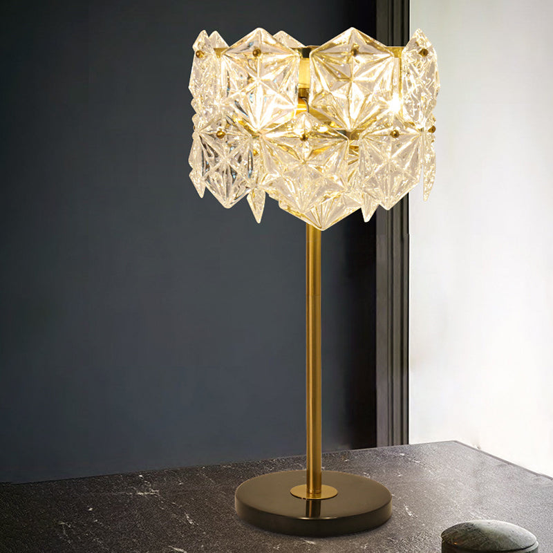Gold Snowflake Shaped Table Lamp Simplicity 6 Bulbs K9 Crystal Night Table Light for Bedroom Gold Clearhalo 'Lamps' 'Table Lamps' Lighting' 2136134