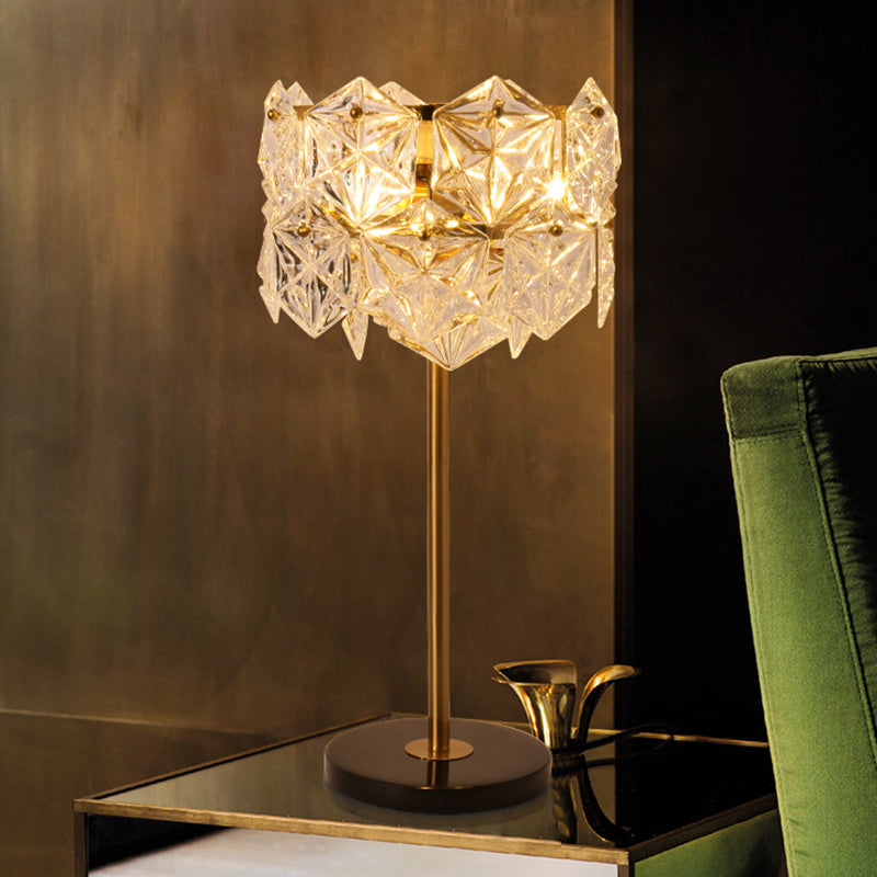 Gold Snowflake Shaped Table Lamp Simplicity 6 Bulbs K9 Crystal Night Table Light for Bedroom Clearhalo 'Lamps' 'Table Lamps' Lighting' 2136135