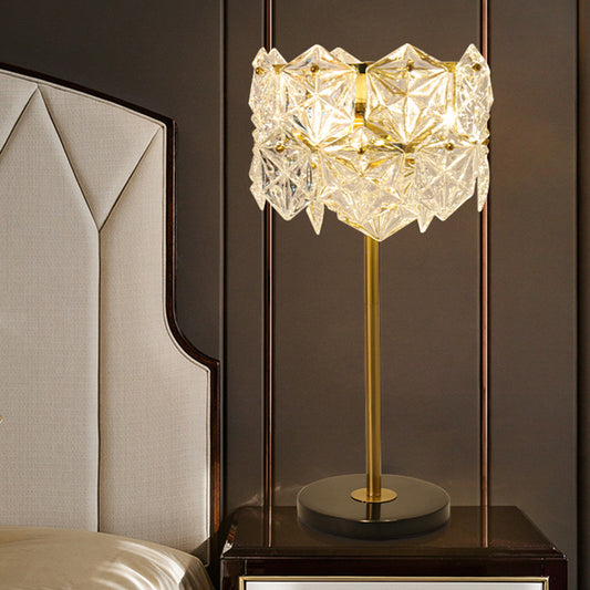 Gold Snowflake Shaped Table Lamp Simplicity 6 Bulbs K9 Crystal Night Table Light for Bedroom Clearhalo 'Lamps' 'Table Lamps' Lighting' 2136136