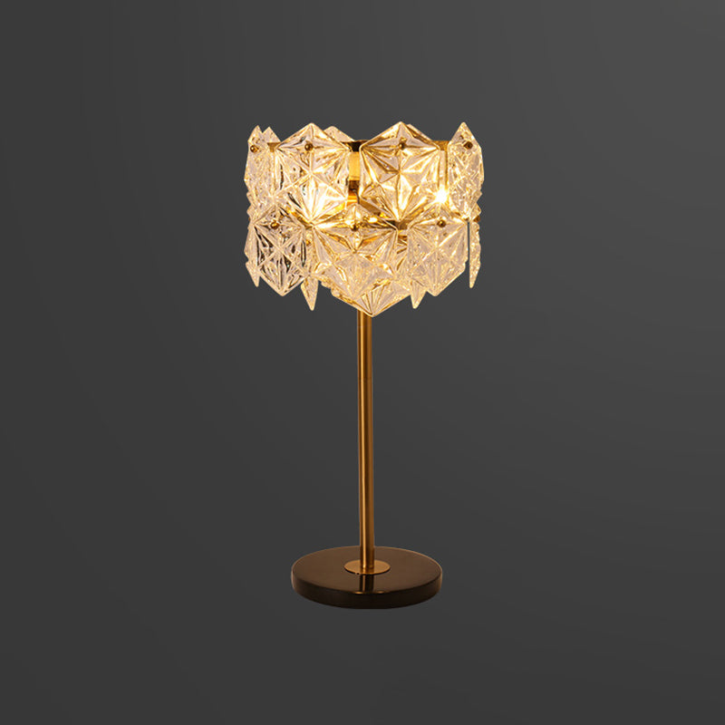 Gold Snowflake Shaped Table Lamp Simplicity 6 Bulbs K9 Crystal Night Table Light for Bedroom Clearhalo 'Lamps' 'Table Lamps' Lighting' 2136138