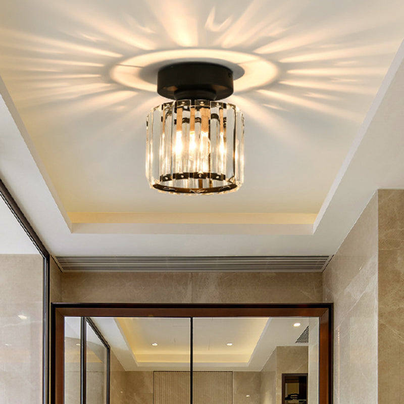 Contemporary Geometric Flush Ceiling Light Tri-Prism Crystal 1-Light ...