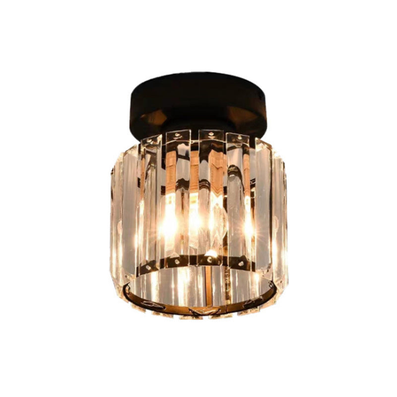 Contemporary Geometric Flush Ceiling Light Tri-Prism Crystal 1-Light Hallway Flush Mount Lighting in Black Clearhalo 'Ceiling Lights' 'Close To Ceiling Lights' 'Close to ceiling' 'Flush mount' Lighting' 2136142