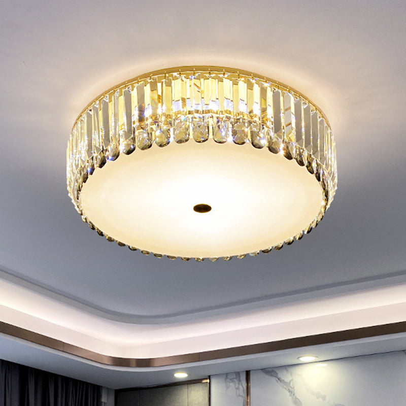 K9 Crystal Round LED Flush Light Artistic Gold Flush Ceiling Light Fixture for Living Room Gold Clearhalo 'Ceiling Lights' 'Close To Ceiling Lights' 'Close to ceiling' 'Flush mount' Lighting' 2136149