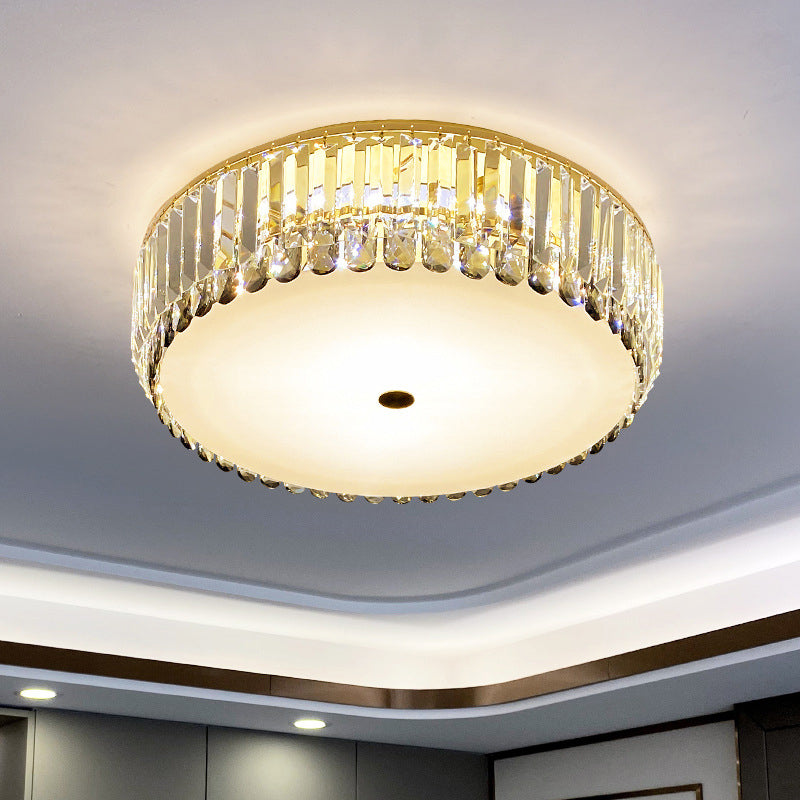K9 Crystal Round LED Flush Light Artistic Gold Flush Ceiling Light Fixture for Living Room Clearhalo 'Ceiling Lights' 'Close To Ceiling Lights' 'Close to ceiling' 'Flush mount' Lighting' 2136150