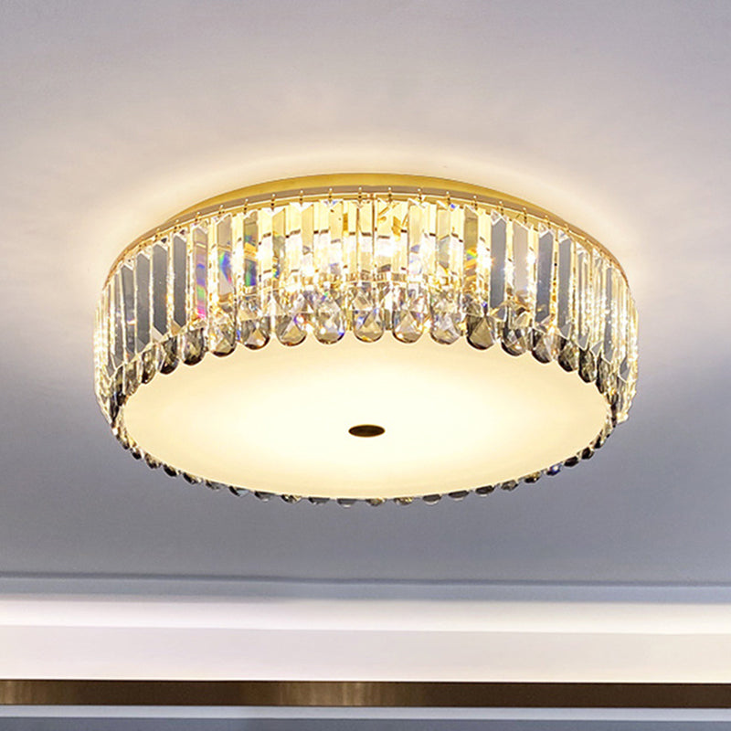 K9 Crystal Round LED Flush Light Artistic Gold Flush Ceiling Light Fixture for Living Room Clearhalo 'Ceiling Lights' 'Close To Ceiling Lights' 'Close to ceiling' 'Flush mount' Lighting' 2136152