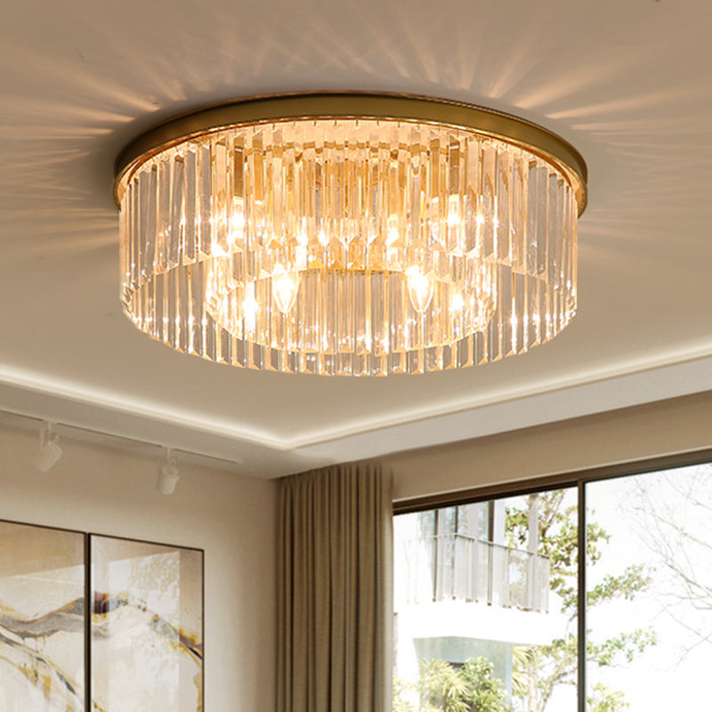 Round Shaped Living Room Flush Mount Prismatic Crystal Modern Flushmount Ceiling Light Clearhalo 'Ceiling Lights' 'Close To Ceiling Lights' 'Close to ceiling' 'Flush mount' Lighting' 2136204