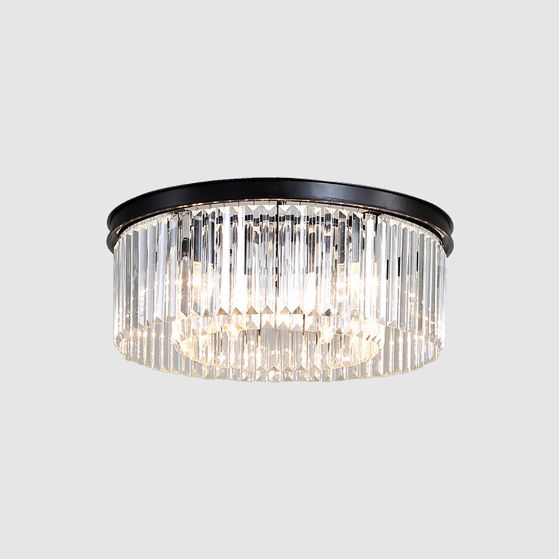 Round Shaped Living Room Flush Mount Prismatic Crystal Modern Flushmount Ceiling Light 12 Black Clearhalo 'Ceiling Lights' 'Close To Ceiling Lights' 'Close to ceiling' 'Flush mount' Lighting' 2136210